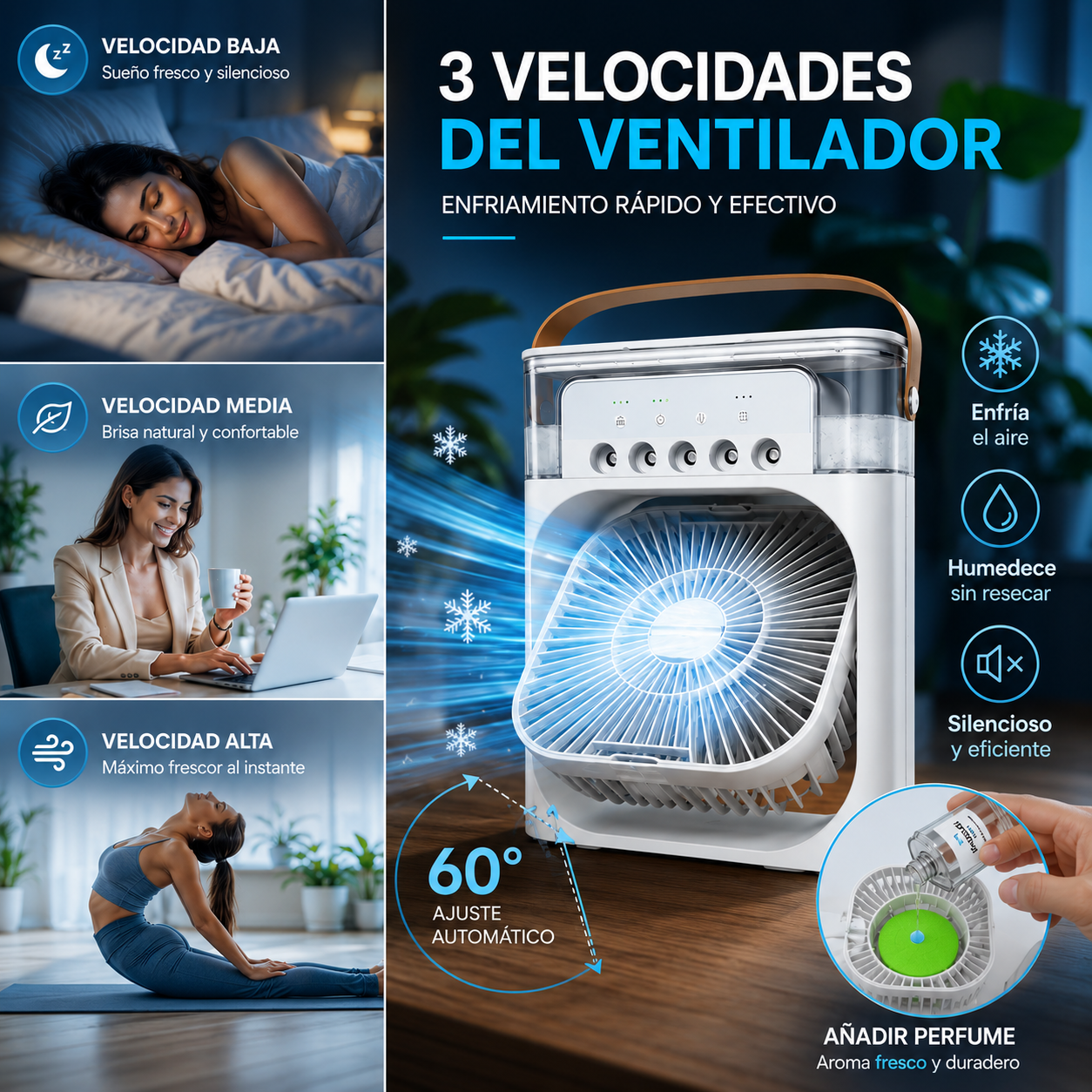 Ventilador portátil con aire frío